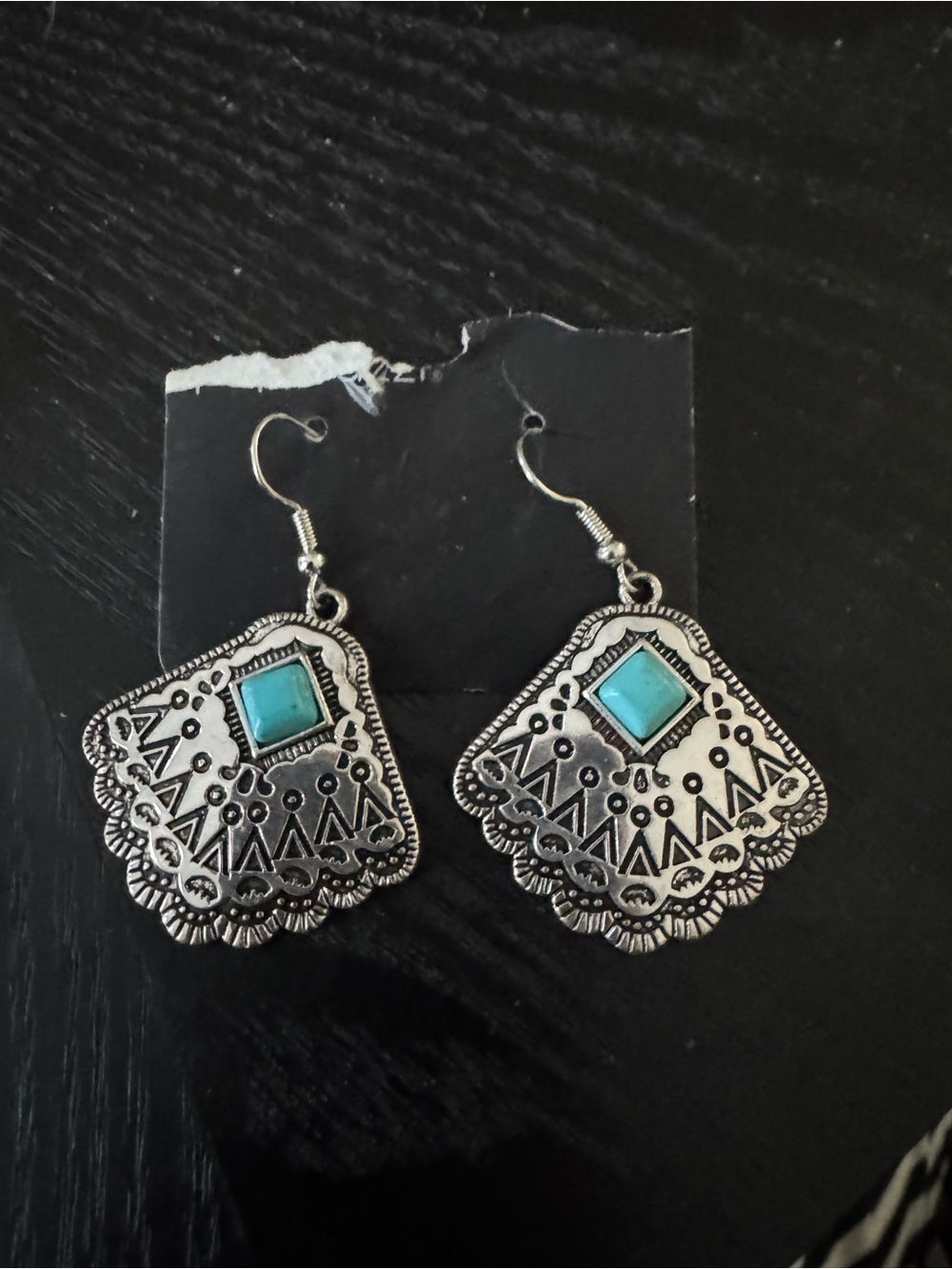Turquoise Accent Silver-Tone Dangle Earrings - Women Jewelry